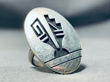 Important Vintage Native American Hopi Duane Tawahonga Sterling Silver Ring-Nativo Arts