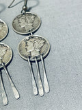 One Of A Kind Vintage Native American Navajo Sterling Silver Mercury Dimes Earrings-Nativo Arts