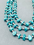 Chunky Vintage Native American Navajo Turquoise Nugget Heishi Necklace Old