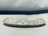 Outstanding Native American Navajo Sterling Silver Signed Tawney Willie Bracelet-Nativo Arts