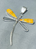 Gorgeous Native American Navajo Signed Honeybee Sterling Silver Dragonfly Pendant-Nativo Arts
