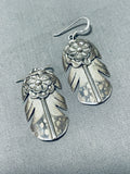 One Of The Most Detailed Vintage Native American Navajo Sterling Silver Feather Earrings-Nativo Arts