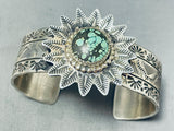 Star Basket Native American Navajo Spiderweb Turquoise Sterling Silver Bracelet Cuff-Nativo Arts