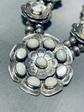 Flower Pearl!! Vintage Native American Navajo Sterling Silver Squash Blossom Necklace-Nativo Arts