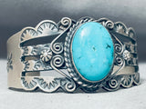 Robert Jonhson Native American Navajo Swirl Sleeping Beauty Turquoise Sterling Silver Bracelet-Nativo Arts