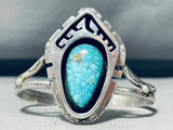 Herb Platero Vintage Native American Navajo Carico Lake Turquoise Sterling Silver Bracelet-Nativo Arts