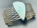 Awesome Native American Navajo Royston Turquoise Sterling Silver 15 Wave Rails Bracelet-Nativo Arts