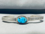 One Of The Best Vintage Native American Navajo Signed Morenci Turquoise Sterling Silver Cuff-Nativo Arts