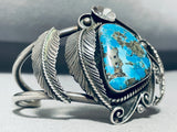 Jameson Lee Vintage Native American Navajo Blue Gem Turquoise Sterling Silver Bracelet-Nativo Arts