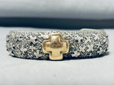 Amazing Vintage Native American Navajo Sterling Silver And 14k Gold Bracelet Signed Carol Henry-Nativo Arts
