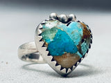 Inlay Heart Turquoise Vintage Southwest Sterling Silver Ring-Nativo Arts