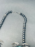237 Gram Spider Native American Navajo Turquoise Sterling Silver Squash Blossom Necklace-Nativo Arts
