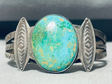 Early Vertical Flare Vintage Native American Navajo Domed Turquoise Sterling Silver Bracelet-Nativo Arts