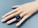 Squared Onyx Vintage Native American Navajo Sterling Silver Ring Old-Nativo Arts