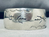 Ceremony Dancers!! Vintage Native American Navajo Hand Tooled Sterling Silver Bracelet-Nativo Arts