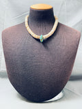 Chunky Watermelon Shell Vintage Navajo Turquoise Sterling Silver Necklace Old