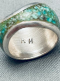 Randy Hoskie Wrap Around Green Turquoise Inlay Sterling Silver Ring-Nativo Arts