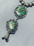 Particularly Rare Vintage Native American Navajo Damale Turquoise Sterling Silver Necklace-Nativo Arts