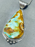 Appealing Native American Navajo Royston Turquoise Sterling Silver Necklace-Nativo Arts