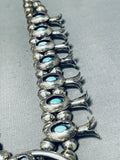 Exceptional Vintage Native American Navajo Blue Gem Turquoise Sterling Silver Squash Necklace-Nativo Arts
