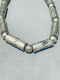 Long Tubes! Vintage Native American Navajo Sterling Silver Choker Style Necklace-Nativo Arts