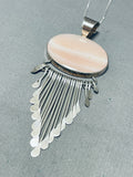 Exquisite Vintage Native American Zuni Mother Of Pearl Sterling Silver Necklace-Nativo Arts