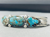 Gasp! Vintage Native American Navajo 3 Smokey Bisbee Turquoise Sterling Silver Bracelet-Nativo Arts