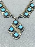 Glamorous Vintage Native American Navajo Sleeping Beauty Turquoise Sterling Silver Necklace-Nativo Arts
