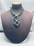 One Of A Kind Double Jacla Vintage Navajo Green Turquoise Necklace Old-Nativo Arts