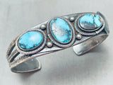 1930's Rare Ingot Silver 999 Vintage Native American Navajo Morenci Turquoise Bracelet-Nativo Arts