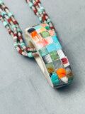 Intricate Vintage Santo Domingo Turquoise Inlay Heishi Necklace-Nativo Arts