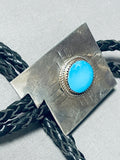 New Mexico Vintage Native American Navajo Turquoise Sterling Silver Bolo Tie-Nativo Arts