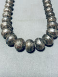 Longer 30 Inch Vintage Native American Navajo Sterling Silver Bead Necklace Old-Nativo Arts