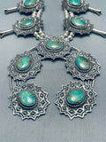 432 Grams San Felipe Green Turquoise Sterling Silver Squash Blossom Necklace-Nativo Arts