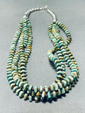 One Of The Best Native American Navajo Green Turquoise Sterling Silver Necklace-Nativo Arts