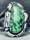 One Of The Best Ever Vintage Native American Navajo Green Turquoise Sterling Silver Bracelet-Nativo Arts