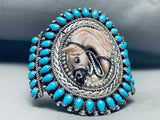 One Of The Coolest Vintage Navajo Horse Turquoise Sterling Silver Bracelet-Nativo Arts