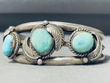 Unforgettable Vintage Native American Navajo Pilot Mountain Turquoise Sterling Silver Bracelet-Nativo Arts