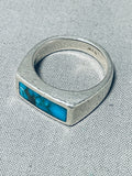 Brilliant Blue Diamond Turquoise Vintage Native American Navajo Sterling Silver Ring-Nativo Arts