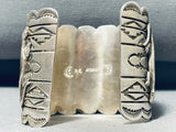 Colossal Native American Navajo 3 Royston Turquoise 4 Sterling Silver Gekkos Bracelet-Nativo Arts
