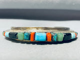 6 Inch Wrist Vintage Native American Navajo Lee Paulin Inlay Sterling Silver Turquoise Bracelet-Nativo Arts