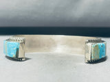 7 Inch Wrist Native American Navajo Turquoise Inlay Sterling Silver Bracelet-Nativo Arts