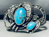 Leaves Of Glory! Vintage Native American Navajo Turquoise Sterling Silver Bracelet Old-Nativo Arts