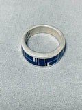 Noteworthy Vintage Native American Navajo Lapis Sterling Silver Signed Ring-Nativo Arts