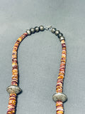 Exquisite Native American Navajo Spiny Oyster Sterling Silver Necklace Signed Robert Shakey-Nativo Arts