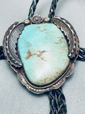 Huge Old Vintage Native American Navajo Royston Turquoise Sterling Silver Bolo Tie-Nativo Arts