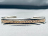 Excellent Vintage Native American Navajo Sterling Silver And 14k Gold Bracelet-Nativo Arts