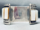 116 Grams 6.5 Inch Wrist Vintage Native American Navajo Pearl Inlay Sterling Silver Bracelet-Nativo Arts