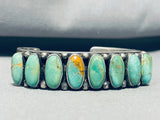 Hemer Brown!! 91 Grams Vintage Native American Navajo Green Turquoise Sterling Silver Bracelet-Nativo Arts
