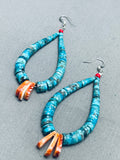 Cute Vintage Native American Navajo Turquoise Jacla Sterling Silver Earrings-Nativo Arts